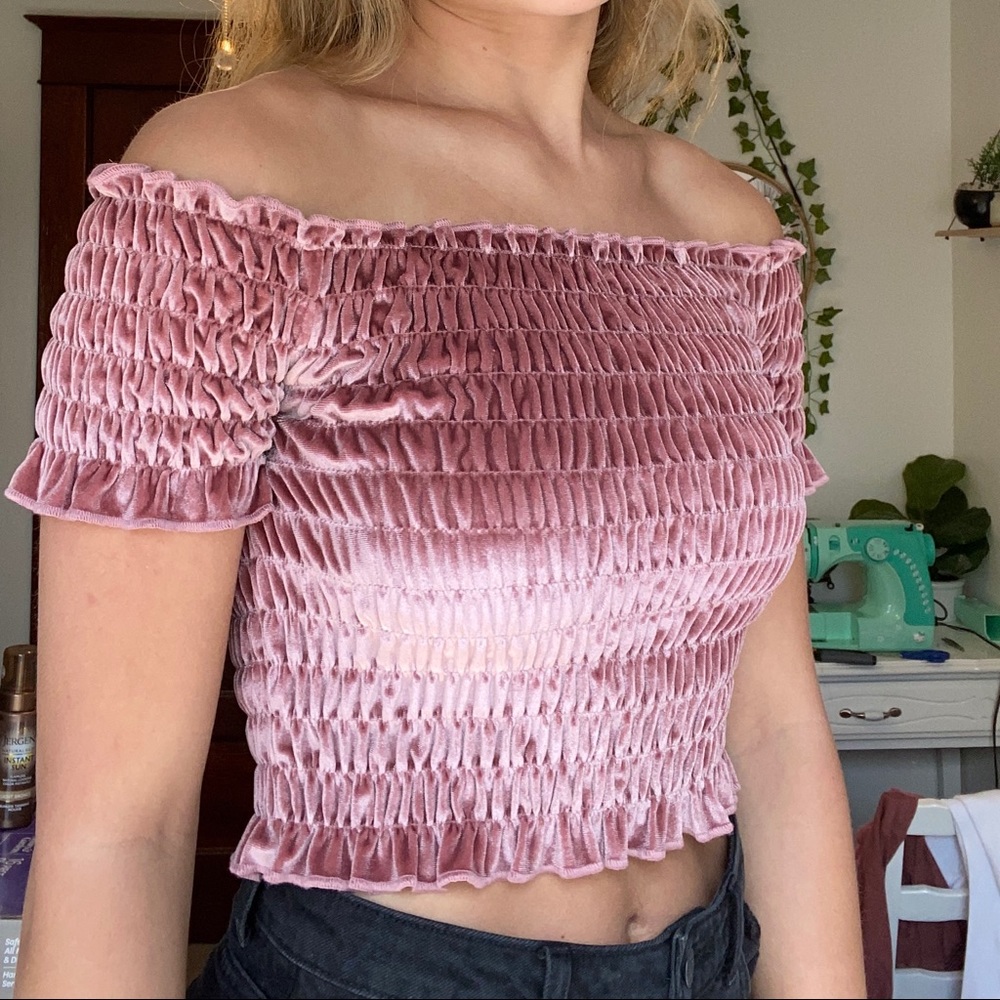 Wild fable velvet off the shoulder top